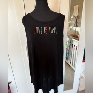 Size 5 Torrid Black Tank Top with Rainbow 'Love is Love' Design Black Slub Tank